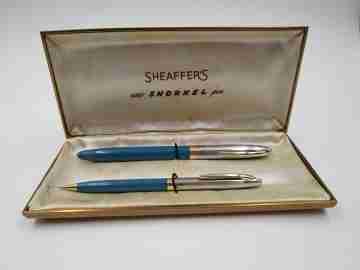 Set Sheaffer Sentinel. Estilográfica snorkel y lapicero mecánico. Caja. 1950