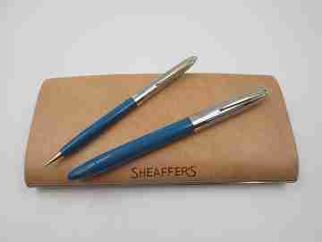 Set Sheaffer Sentinel. Estilográfica snorkel y lapicero mecánico. Caja. 1950