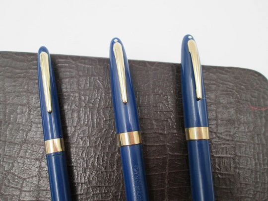 Set Sheaffer's Statesman. Estilográfica Vac-filler, lápiz y bolígrafo. Azul persa