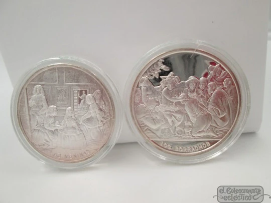 Set ten sterling silver coins. Box. 1980's. Diego Velázquez. Hallmarks