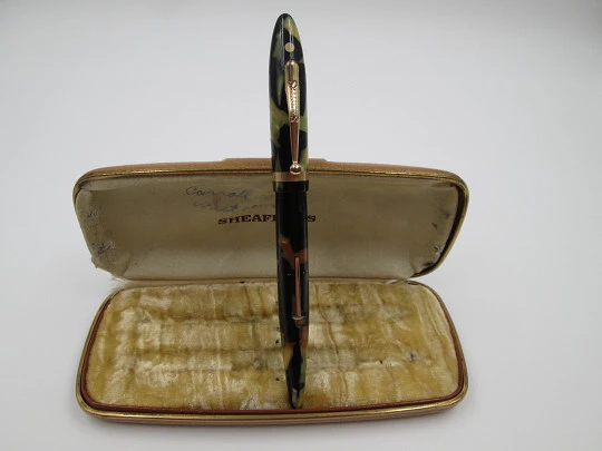 Sheaffer Balance Lifetime. Celuloide negro perla. Carga palanca. 1930. Caja