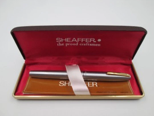 Sheaffer Imperial 444 XG Flighter. Brushed steel & gold plated. Inlaid nib