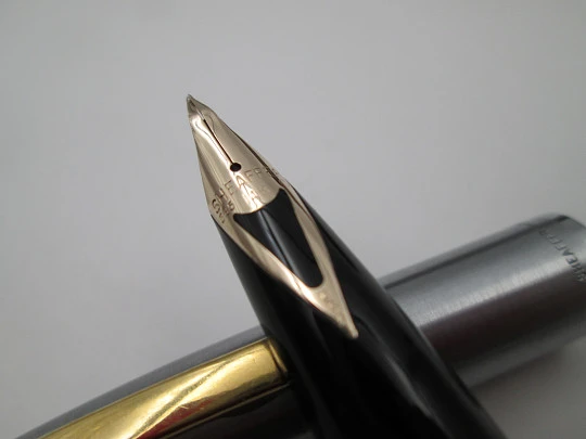 Sheaffer Imperial 444 XG Flighter. Brushed steel & gold plated. Inlaid nib