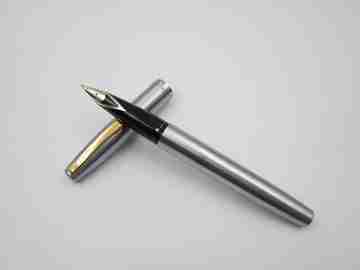 Sheaffer Imperial 444 XG Flighter. Brushed steel & gold plated. Inlaid nib