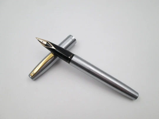 Sheaffer Imperial 444 XG Flighter. Brushed steel & gold plated. Inlaid nib