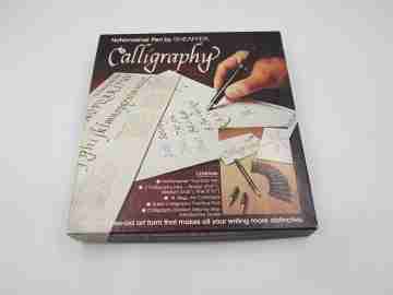 Sheaffer No Nonsense Calligraphy set. Black plastic & silver plated details. 1980's. USA