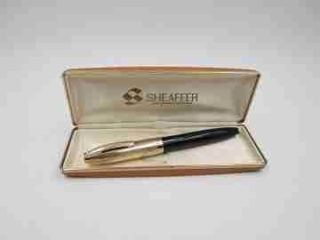 Sheaffer PFM V. Black plastic & gold plated. Snorkel. 1950's. Box. USA