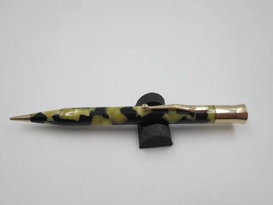 Sheaffer Titan Lifetime mechanical pencil. Black and pearl radite celluloid. Gold filled Sheaffer Titan Lifetime mechanical pencil. Black and pearl radite celluloid. Gold filled