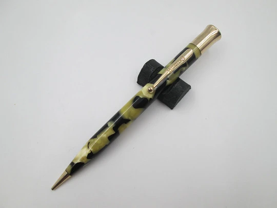 Sheaffer Titan Lifetime mechanical pencil. Black and pearl radite celluloid. Gold filled Sheaffer Titan Lifetime mechanical pencil. Black and pearl radite celluloid. Gold filled