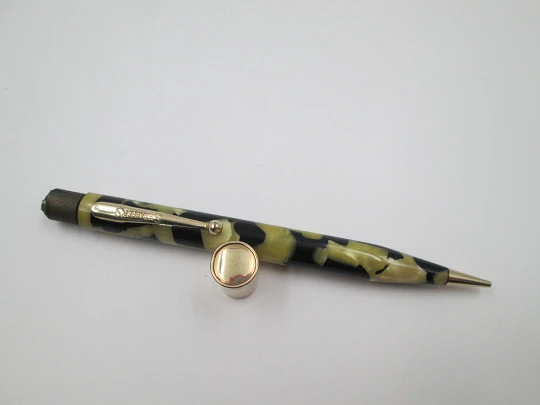 Sheaffer Titan Lifetime mechanical pencil. Black and pearl radite celluloid. Gold filled Sheaffer Titan Lifetime mechanical pencil. Black and pearl radite celluloid. Gold filled