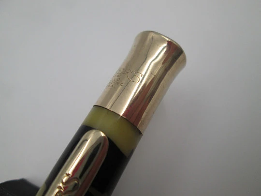 Sheaffer Titan Lifetime mechanical pencil. Black and pearl radite celluloid. Gold filled Sheaffer Titan Lifetime mechanical pencil. Black and pearl radite celluloid. Gold filled