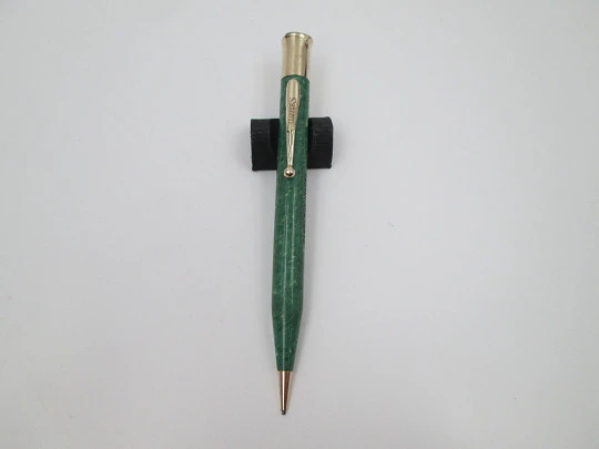 Sheaffer Titan Lifetime mechanical pencil. Jade green radite celluloid and gold filled
