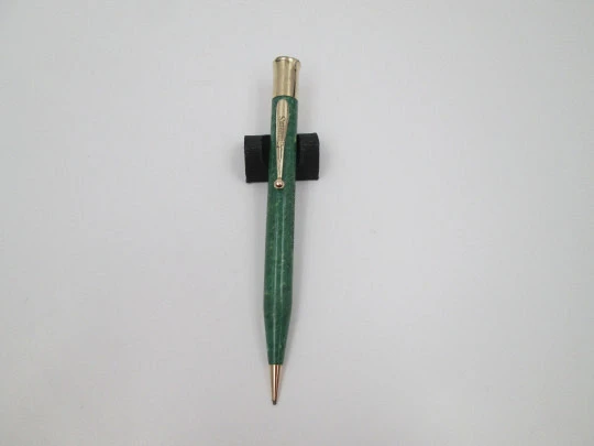 Sheaffer Titan Lifetime mechanical pencil. Jade green radite celluloid and gold filled
