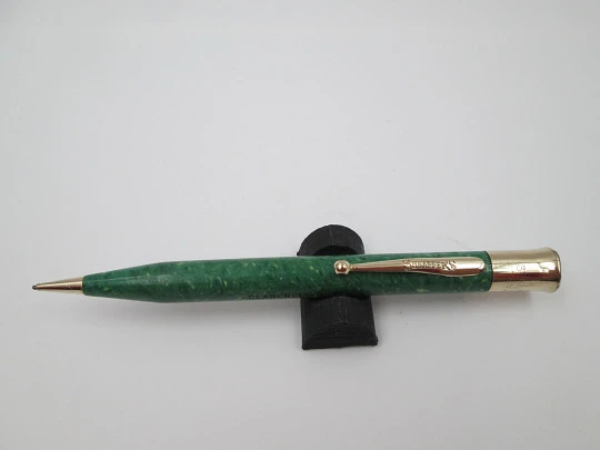 Sheaffer Titan Lifetime mechanical pencil. Jade green radite celluloid and gold filled