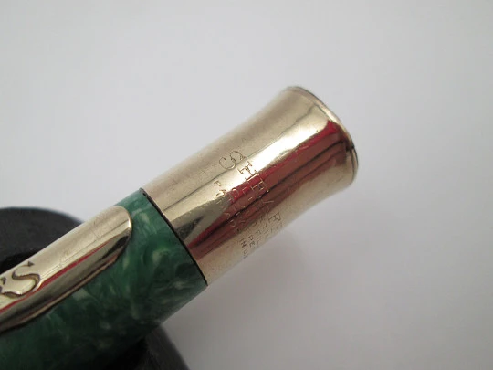 Sheaffer Titan Lifetime mechanical pencil. Jade green radite celluloid and gold filled