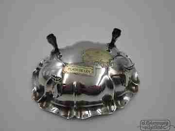 Shell almond dish. 925 sterling silver. 1970's. Claws lion legs