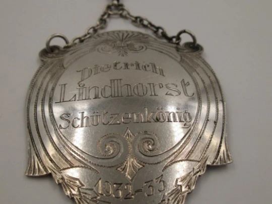 Shooting competition plaque. Silver. 1930's. Germany