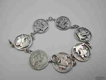 Silver coins bracelet. 2,5 escudos. Portuguese Republic. 1932