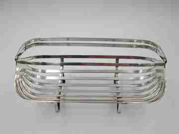 Silver plated biscuit basket. Circa 1950's. Folding handle. Europe