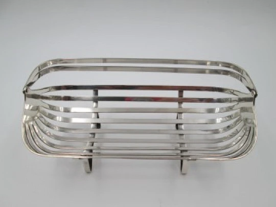 Silver plated biscuit basket. Circa 1950's. Folding handle. Europe