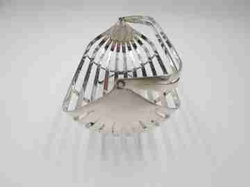 Silver plated biscuit basket. Circa 1950's. Folding handle. Europe