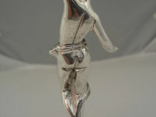 Silver sculpture. Roman female. Methacrylate stand. 1970's