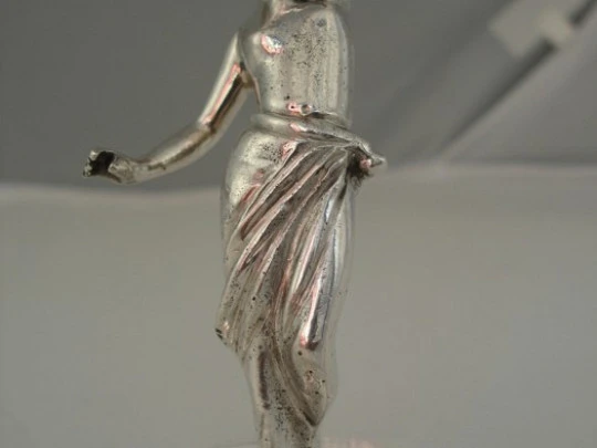 Silver sculpture. Roman female. Methacrylate stand. 1970's