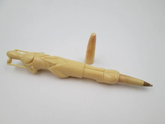 Simpático bolígrafo vintage Karko-Bolin. Figura del agente Mortadelo. Plástico blanco Simpático bolígrafo vintage Karko-Bolin. Figura del agente Mortadelo. Plástico blanco