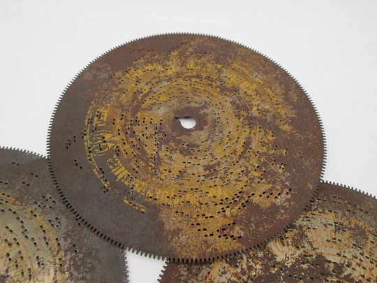 Six metallic records for Symphonion music box. Circa 1890. Germany