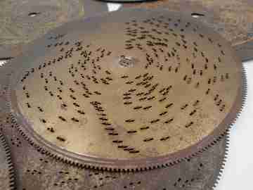Six metallic records for Symphonion music box. Circa 1890. Germany