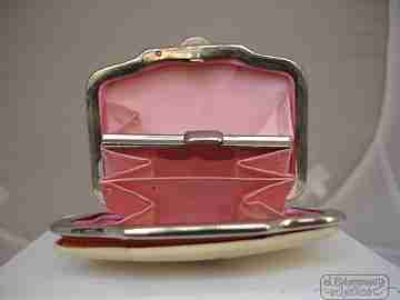 Small hand bag. Silver and white paste. Souvenir of Biarritz. 1940