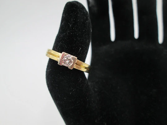 Solitaire brilliant cut 0,25 ct. diamond ring. 18 carat yellow gold