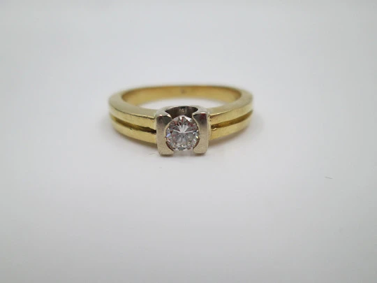 Solitaire brilliant cut 0,25 ct. diamond ring. 18 carat yellow gold