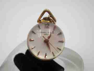 Solvil et Titus Genève transparent ball pendant watch. Gold plated.  Manual wind. 1970's