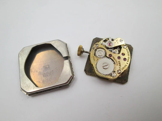 Solvil et Titus reloj mujer. Chapado oro y acero inoxidable. Cuerda manual. Suiza. 1960