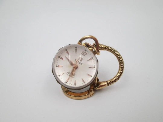Solvil et Titus transparent ball pendant watch. Gold plated. Automatic. Keychain. 1970's