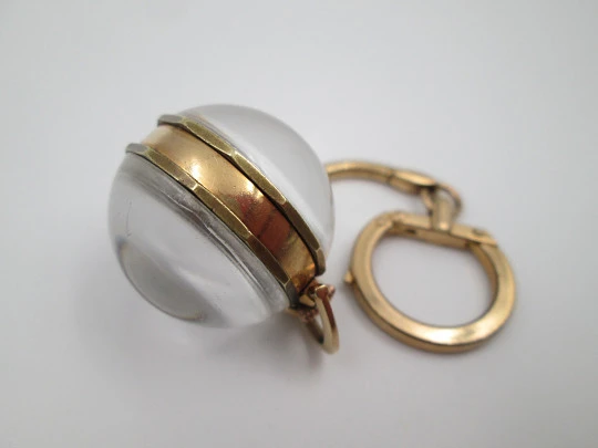 Solvil et Titus transparent ball pendant watch. Gold plated. Automatic. Keychain. 1970's