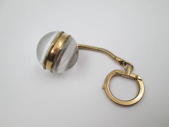 Solvil et Titus transparent ball pendant watch. Gold plated. Automatic. Keychain. 1970's