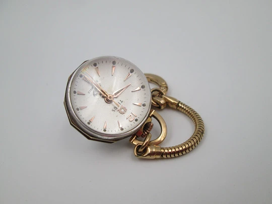 Solvil et Titus transparent ball pendant watch. Gold plated. Automatic. Keychain. 1970's
