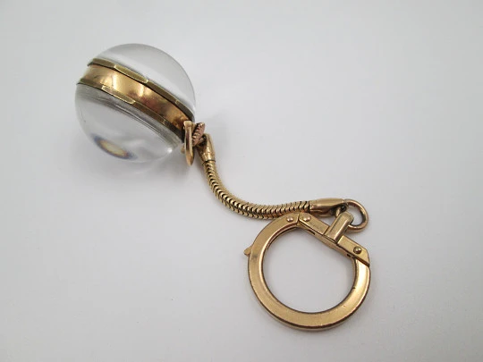 Solvil et Titus transparent ball pendant watch. Gold plated. Automatic. Keychain. 1970's
