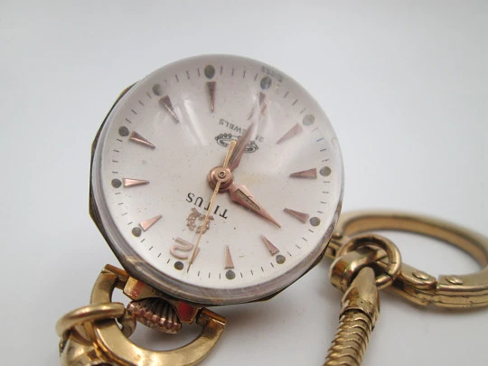 Solvil et Titus transparent ball pendant watch. Gold plated. Automatic. Keychain. 1970's