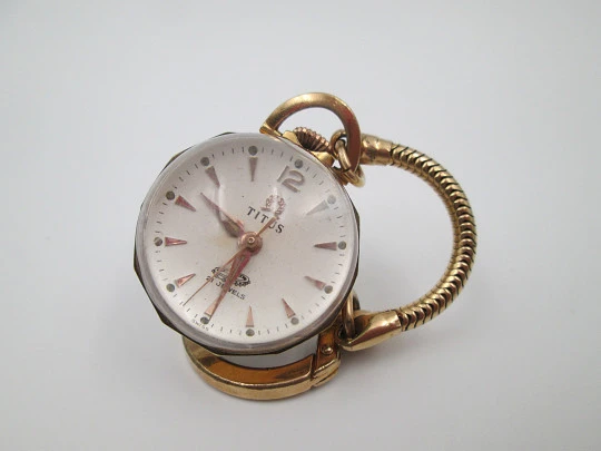 Solvil et Titus transparent ball pendant watch. Gold plated. Automatic. Keychain. 1970's