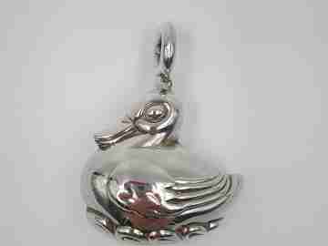Sonajero Pedro Durán. Plata de ley 925. Figura pato. Argolla. 1980. España