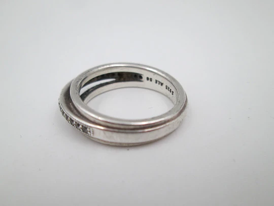 Sortija para mujer Pandora. Plata de ley 925 y pedrería blanca. Dinamarca. 2000