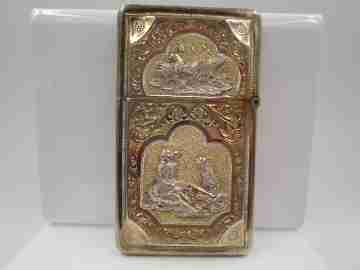 Souvenir set. Sterling silver vermeil. Purse & card holder. France. 1900
