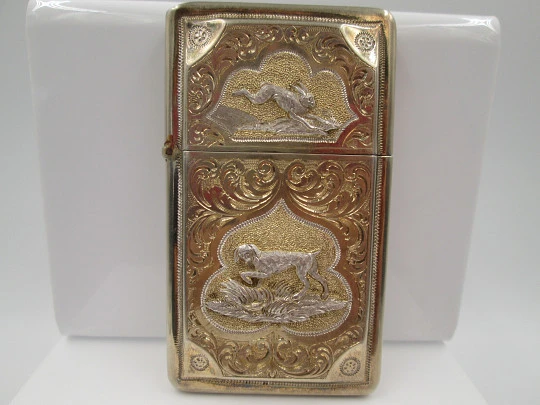 Souvenir set. Sterling silver vermeil. Purse & card holder. France. 1900