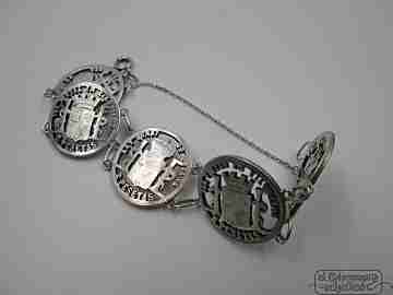 Spanish coins bracelet. Sterling silver. 2 pesetas Provisional Government 1870