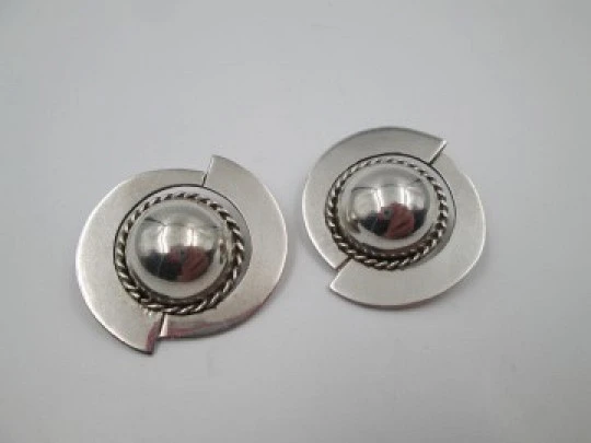 Spiral women's earrings. 925 sterling silver. Mexico. Clip closure. 1980's