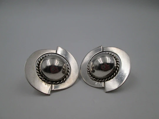 Spiral women's earrings. 925 sterling silver. Mexico. Clip closure. 1980's