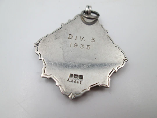 Sports fob medal. Amateur Cricket Association. Silver & enamel. A.S.&Co. 1935
